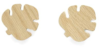 ScandiHooks Dschungel Griffe für Kindermöbel aus unbehandeltem Eichenholz, Knauf, Knopf, Regenwald, Urwald, Kommode, Schrank, Schublade, Tür, Kinderzimmer, Geschenkidee (2, Monstera)