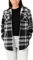 ZENTHACE Veste chemise en flanelle doublée de polaire Sherpa pour femme (doublure Sherpa), noir/blanc, Small