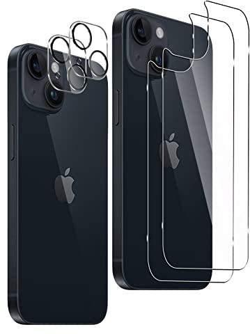 LiiLaa Rückseite Schutzfolie für iPhone 14 6,1 Zoll für Panzerglas, [2+2 Stück] 9H Härte Gehärtete Glas Schutz Folie und Kameraschutz, HD Klar Anti-Kratzer Schutzglas