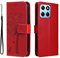 GOKEN Coque pour Honor 70 Lite/Honor X6 / Honor X8 5G, Housse Flip TPU/PU Portefeuille Cuir Portefeuille Étui avec Carte Fente/Stand Fonction, Embossée Motif Magnétique Case Cover, Rouge