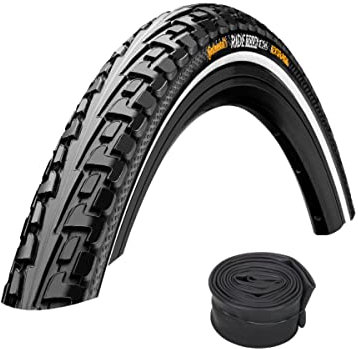 Ziegenpeter 1 x Continental Ride Tour Trekking Reifen // 47-622 (28x1,75') + Schlauch, Variante:SV-Schläuche (Continental), Ausführung:schwarz Reflex