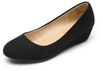 DREAM PAIRS Women's Wedge Heel Pump Dress Shoes | 1.75 Low Heel, Round Closed Toe Wedges, Comfortable Padded Latex Insole, Durable TPR Outsole, Versatile Dress Shoes