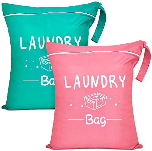 2 bolsas grandes de lavandería de viaje, impermeables, para ropa húmeda, lavable, bolsa de ropa sucia, bolsa de entrenamiento para ropa de gimnasio, lavandería, ropa húmeda, natación, yoga