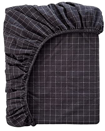 Bettlaken mit Gummizug Kariert Spannbettlaken Boxspringbett Spannbetttuch for Mädchen Jungen Teenager Erwachsene 100% Gewaschene Baumwolle (Color : T, Size : 90x200+20cm)
