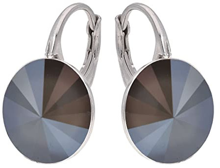 Rivoli Ohrringe Österreichische Zirkonia 925 Silber - Schmuck für Frauen und Mädchen - Hängeohrringe Ideal für Geschenke für Frauen (Grey)