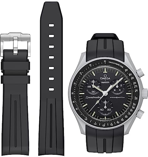 BONACE Bracelet pour Omega x Swatch,Courbe Sans Soudure Silicone Bracelet pour Swatch Omega Moonswatch Speedmaster Remplacement de Montre 20mm