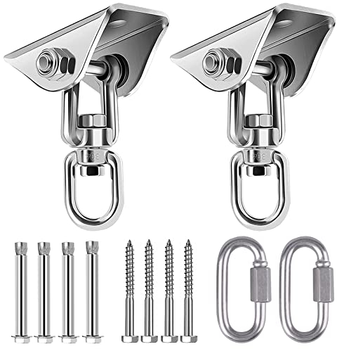 Paittesllly Gancio da soffitto, Girevole a 360° in Acciaio Inox per carichi Pesanti, Fino a 450 kg Gancio per Altalena, Supporto per Amaca e Cemento Legno Sacco da Boxe, Set da 2 Pezzi