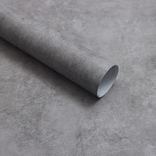 CiCiwind Papier peint autocollant aspect béton 40 x 500 cm Gris Aspect béton Film adhésif épais en vinyle Motif ciment Revêtement mural pour salon chambre à coucher cuisine mur meubles