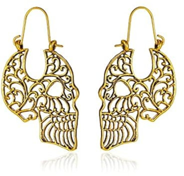Vintage Punk Skull Stud Earrings For Women Man Retro Personality Hollow Skeleton Ear Gothic Steampunk Jewelry Gift Box
