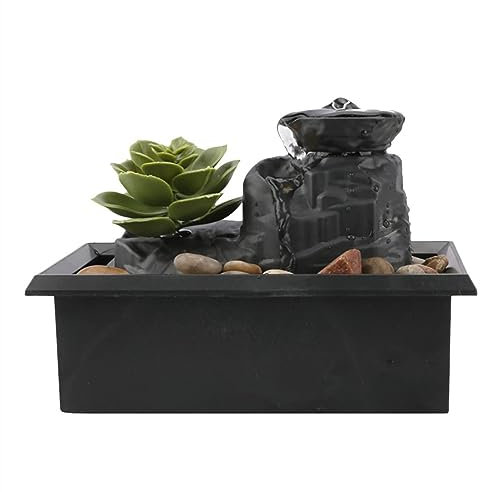 HYQHYX Espejo Fuente de Agua Fuente de Escritorio, Fuente de Escritorio, Fuente de Cascada de la Suerte, decoración Interior de Escritorio, Agua