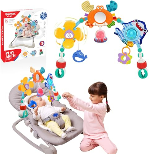 HappyKidsClub Kinderwagen Spielzeug, Baby Spielzeug 0-12 Monate Kinderwagenkette Mädchen Jungen Spielbogen Baby Geschenk 3 6 9 Monate Neugeborenen Babyschale Spielzeug Kinderwagen Kette für Babys