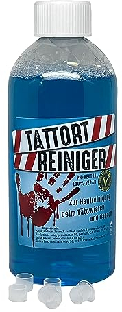 Clean Ink Tattort Reiniger 500 ml mit Sprühkopf, zur Hautreinigung während des Tätowiervorgangs und danach + 5 Premium Farbkappen von HAN-SEN, ein Kombi-Angebot von HAN-SEN GmbH