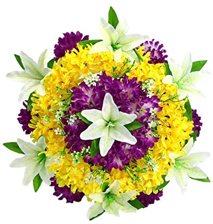 belupai Couronne de Cimetière Artificielle de 19,7 Pouces, Couronnes Funéraires de Chrysanthème en Soie pour la Maison, Le Magasin, Le Festival, la Couronne de Mariage, la Couronne(Blanc)