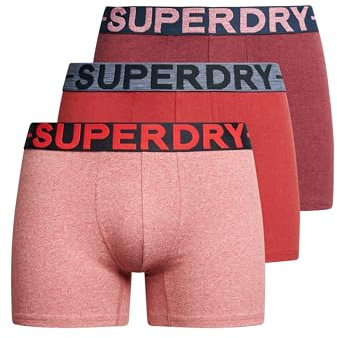 Superdry Herren Boxershorts aus Bio-Baumwolle im 3er-Pack Beerenrot Meliert/Wanderrot Meliert/Mittelrot Gesprenkelt XXL