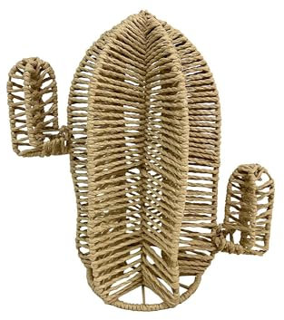 Dekorativer Kaktus, zeitgenössisch, Pflanzenfasern und geflochtene Seile, Höhe 32 cm