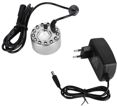 Hangrow Nebulizador ultrasónico con 12 luces de colores, 24 V, nebulizador ultrasónico para estanque, mini máquina de niebla para acuarios de piedra con luces de colores (B)