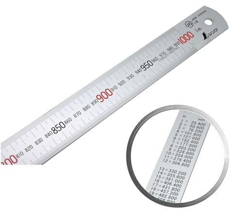 Shinwa 13048 Lineal aus Edelstahl 100 cm - mit 0,5mm Skala - Stahllineal Metalllineal