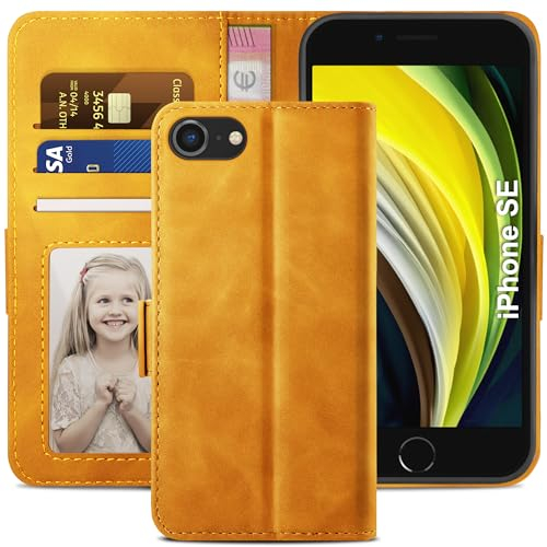 YATWIN Handyhülle für iPhone 7/8/SE Hülle Leder für iPhone 7/8/SE Klappbar Flip Stoßfeste Leder Wallet Case Cover Schutzhülle für iPhone 7/8/SE Hülle