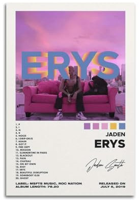 suumyo Jaden Smith Poster, Raumdekoration, ästhetisches Poster, künstlerisches Poster für Schlafzimmer, Wohnzimmer, Wände, 40 x 60 cm, ungerahmter Stil