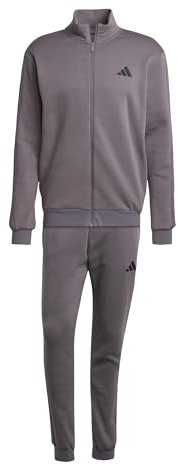 adidas Men's SPORTSWEAR BASIC 3 STRIPES FLEECE TRACKSUIT, Grey Strata, XXL