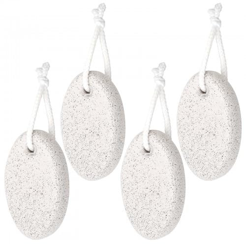 Zimoer 4 Stücke Bimsstein Hornhautentferner, Fußbimsstein Pumice Stone, Bimsstein Lavastein Fußpflege, Natürliche Lava Bimssteine Natur Stein Fußpflege für Hornhautentfernung Pediküre Fußpeeling, Weiß