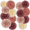 Easy Joy Seidenpapier Pompons Deko 15 Stück Set Pompons Zum Basteln Hochzeit Geburtstagsdeko Tischdeko Baby Shower (Cremiges Gelb Braun und Dunkel)…