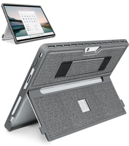 SSS·GRGB Schutzhülle für Microsoft Surface Pro 11/10/9/8, 33 cm (13 Zoll), mit Stentabdeckung, Handschlaufe, robuste All-in-One-Tastaturen, kompatibel mit Typ-Cover-Tastaturen, Grau