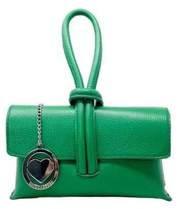 Chicca Borse Borsetta da donna in pelle, borsa a mano pochette (Verde Mela)