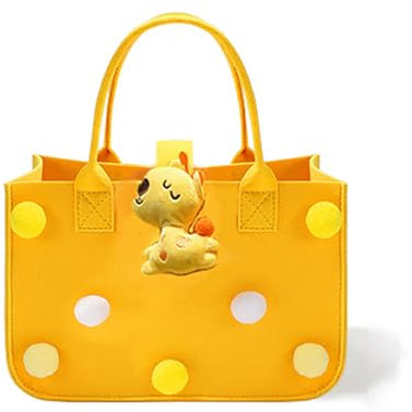 XUEHOU Filztasche Shopper Einkaufstasche Einkaufstasche Faltbar Filz Tasche Tragetasche Einkaufskorb Filz Henkeltaschen Damen Shopping Niedlich Gelb Bag für Ausgehen Einkaufen