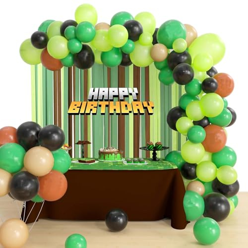 Game Balloon Arch Garland Kit 150Pcs Latex Balloons Miner Party Decorations Video Game Theme Party Supplies