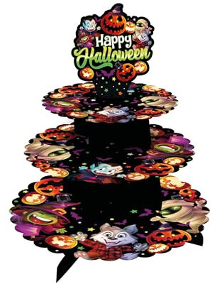 FIESTAS GUIRCA | Vassoio 3 Livelli Mostri (40x30 cm) - Decorazione per Tavola per Feste di Halloween Terrificanti - Ideale per Celebrazioni di Mostri - Multicolore