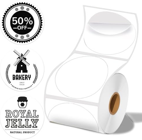 2 x 2 runde Thermo-Etiketten, für M110/M120/M220/M221 Etikettendrucker, 2 Zoll kreisförmige Thermo-Etiketten für Business und Home, 140 PCS für Drucker, Fig. reaktionär