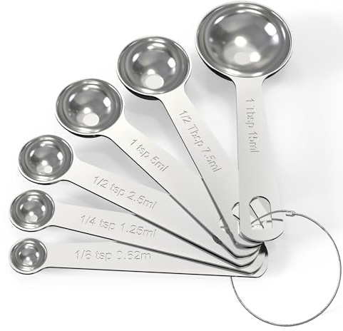 TILUCK Stainless Steel Measuring Spoons Set,Coffee Scoop Spoon,Kitchen Gadgets for Cooking & Baking,Set of 6