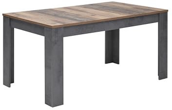 AVANTI TRENDSTORE - Sennori - Esstisch ausziehbar aus laminiertem Holz in der Farbe Old Style, Rahmen aus Zementoxid, ausziehbar bis 200 cm. Maße LAP ca. 160-200x77x90cm