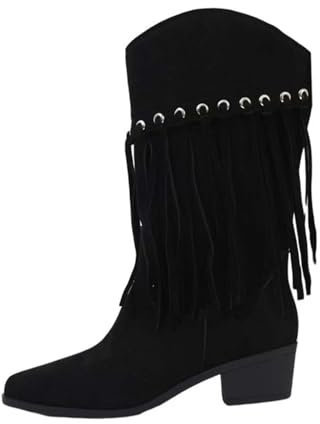 Generico Stivali Alti Donna con Tacco Western Texani Boots Equitazione Stivali Donna Alti con Tacco Stivaletto Cerniera Anfibi Donna Scarponcino Tacco Medio a Punta Tronchetti