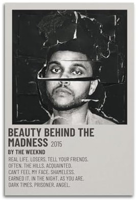 The Weeknd Beauty Behind The MadnessAlbum-Poster, Kunstdekoration, Wandposter, Innenposter, Druckdekoration, Bar, Restaurant, Dekoration, Ästhetik, Poster, Wohnzimmer, Poster, 30 x 45 cm, ungerahmt