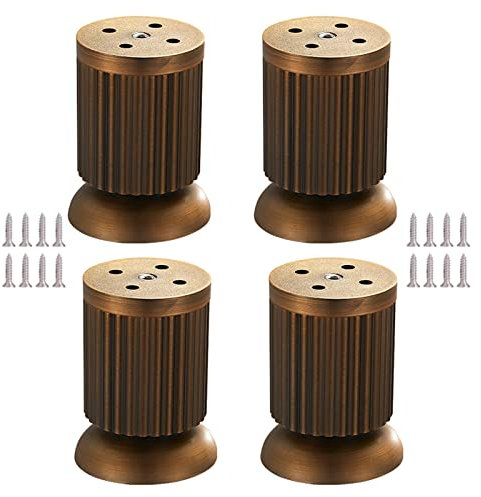 OQNIGNEV Verstellbare Möbelfüße, Tischbeine aus Zinklegierung, Retro-Stützmöbelfuß mit Schrauben, für Sofa, Badezimmer, Fernsehtische, Schrankkommode (4 Stück) (Farbe: Gold, Größe: 8 cm)