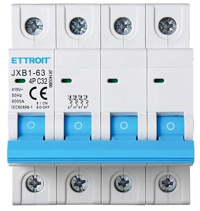 IXTRIMA Interruttore Magnetotermico Automatico 4P 32A 380V 6kA MCB C32 occupa 4 moduli DIN