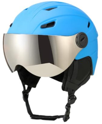 Aymzbd Skihelm mit Visier, anpassbare Passform, atmungsaktiver Helm für den Schnee, Blau, M