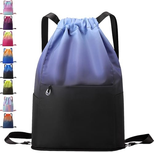 AUNGKWANG Turnbeutel Sportbeutel Mädchen Jungen, Waterproof Colour Gradient Sports Bag, Faltbar Große Kapazität Beutel mit Kordelzug Rucksack, Sportrucksack, 31 * 14 * 46 cm Große Kinder Sporttasche