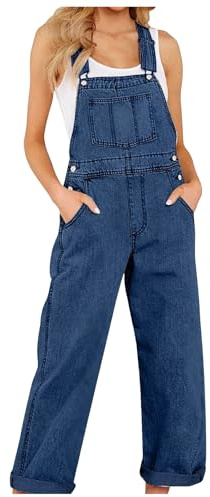 RuFengz Jumpsuit Damen Elegant Sommer Jeanshose Latzhose Gartenarbeit Baggy Blau Jeans Damen-Latzhose Arbeitsove rall Wide Leg Arbeitslatzhose Loose Overalls Große Größen Sommerhose