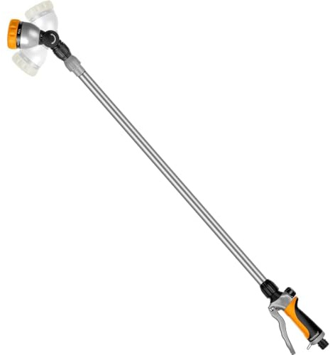RESTMO Watering Wand Watering Lance for Garden Hose | 91–152 cm Telescopic Metal Garden Hose Wands,180°Adjustable Ratcheting Head,7 Spray Patterns to Water Hanging Baskets, Shrubs