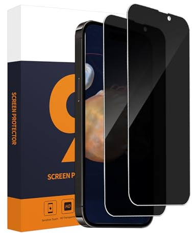 Carantee 2 Pack Verre Trempé pour iPhone 15/15 Pro 5G(6,1 Pouces), Anti Espion Protection Écran, Dureté 9H Anti Rayures, 2,5D Bord Rond, Sans Bulle, HD Haute Sensibilité iPhone 15 Spy Vitre Protection