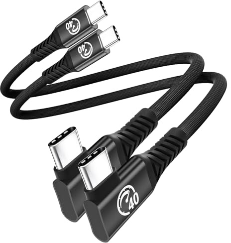 Kurz USB 4 Kabel 0.3M 2Stück, 40Gbps Winkel USB C Thunderbolt Datenkabel | 240W USB C auf USBC Ladekabel, 8K Videokabel mit Thunderbolt 5/4/3 für iPhone 17 16 15, MacBook, SSD, iPad, Monitor, Dock