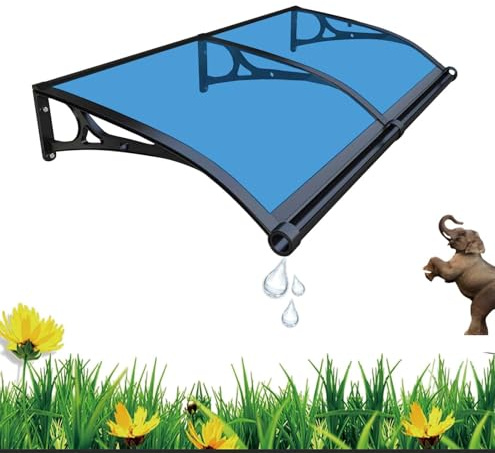 Toldo Vertical Exterior Tejadillo de Policarbonato【Gguwug marquesina Puerta Exterior 80x150cm】con Soporte de Aluminio, para Montaje en entradas Frontales, garajes, Balcones, Ventanas, Patios