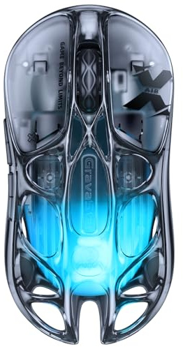 GravaStar Mercury X Air Gaming Maus Kabellos 56g Ultraleicht 8K | Die Gaming Maus verfügt über einen PAW3950-Sensor sowie Bluetooth-, 2.4-GHz und USB-Konnektivität für präzise Spielsteuerung.