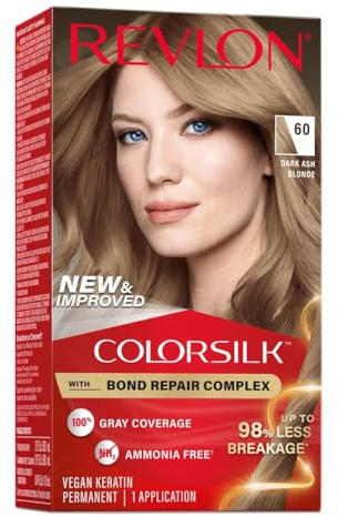 Revlon Colorsilk Natural Hair Color 6A Dark Ash Blonde, 2 Packungen, Ammoniakfrei, Permanent, Dunkles Aschblond, Für alle Haartypen, Natürlich