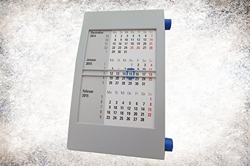 Tischkalender für 2 Jahre (2020/2021) mit Drehmechanik grau/blau