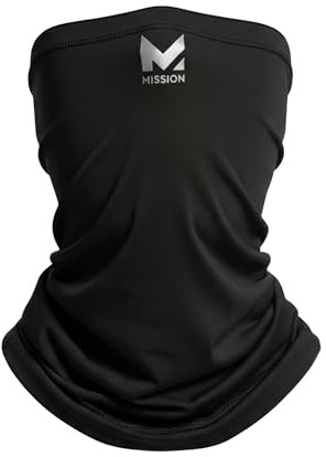 Mission Cooling Neck Gaiter 12+ Ways to Wear, Face Mask, Headband, Head Wrap, UPF 50 Sun Protection, Evaporative Cool Technology, Cools Instantly when Wet, Great for Outdoors, Fishing, Hiking- Black