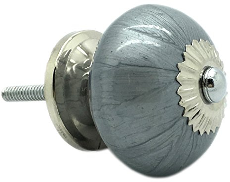 G Decor Grey Metallic Paint Ceramic Door Knob Drawer Pull Handle